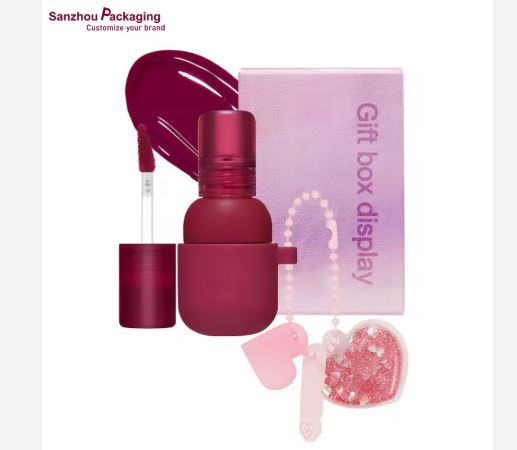 Custom Mini Lip Bottle Unique Tubby Lipmatte Tube Lip Gloss Container with Keychain 9ml